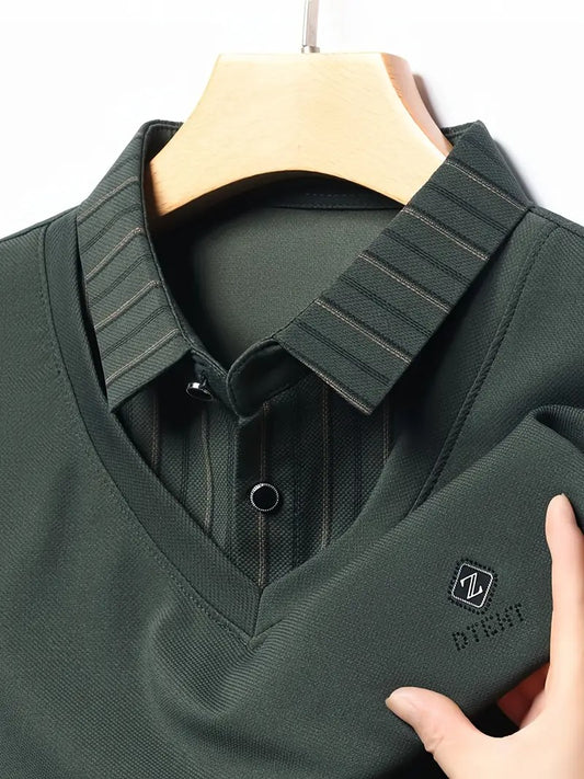 Men’s Stylish Striped Sleeve V-Neck Shirt – Premium Soft Fabric | Casual & Office Wear