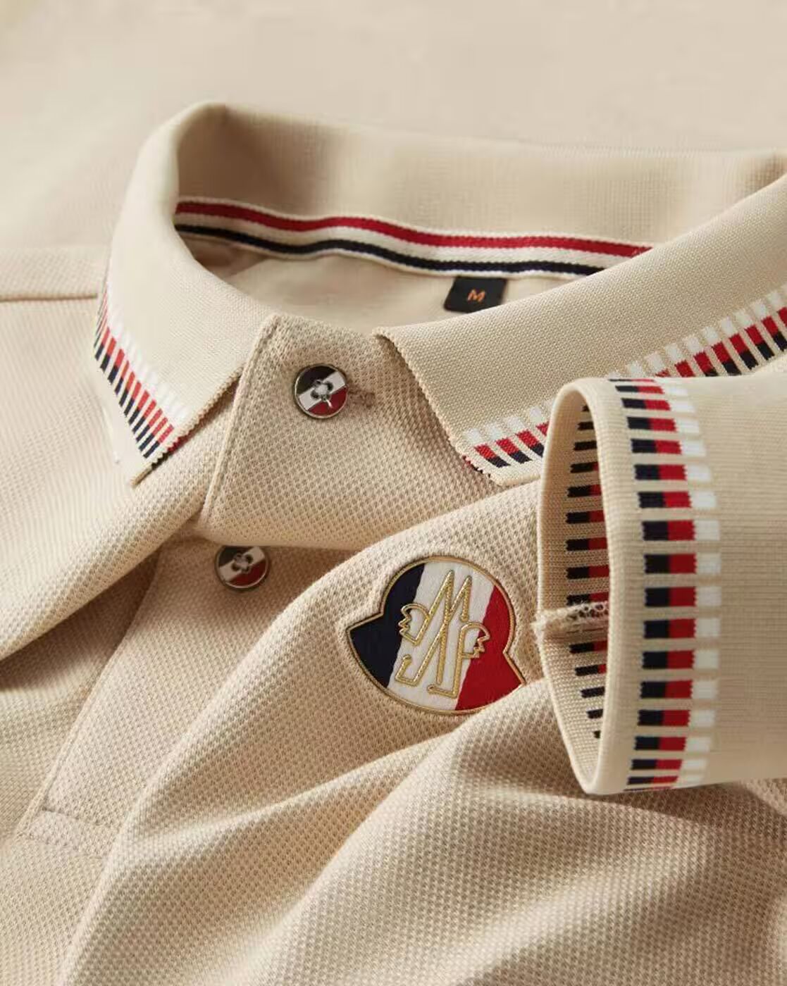 Men Solid Polo Neck Cotton Blend Cream T-Shirt