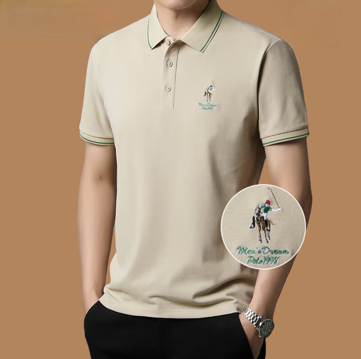 Men's Horse Muted Beige Color T-Shirt