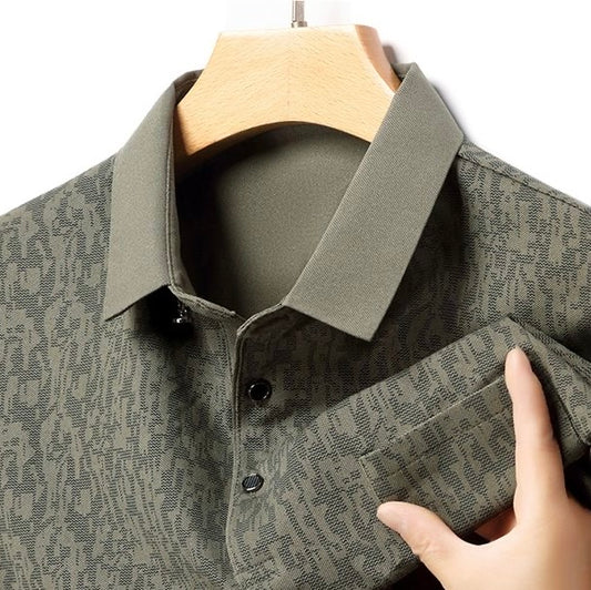 Men’s Stylish Green Polo T-Shirt with Modern Texture