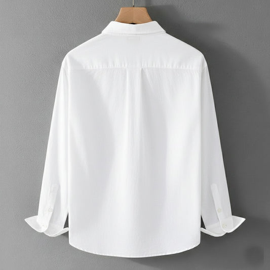 Men’s White Cotton Shirt with Premium Bird Embroidery – Soft & Stylish Casual Wear