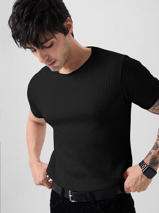 Men's Round Neck Black Color T-Shirt
