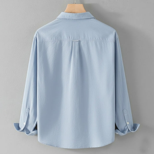 Men’s Soft Light Blue Cotton Shirt with Premium Bird Embroidery – Soft & Stylish Casual Wear