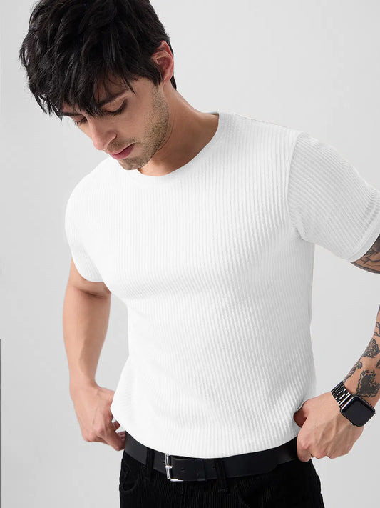 Men's Round Neck White Color T-Shirt