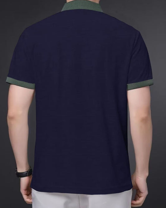 Men Solid Blue Polo Regular Fit Tshirt