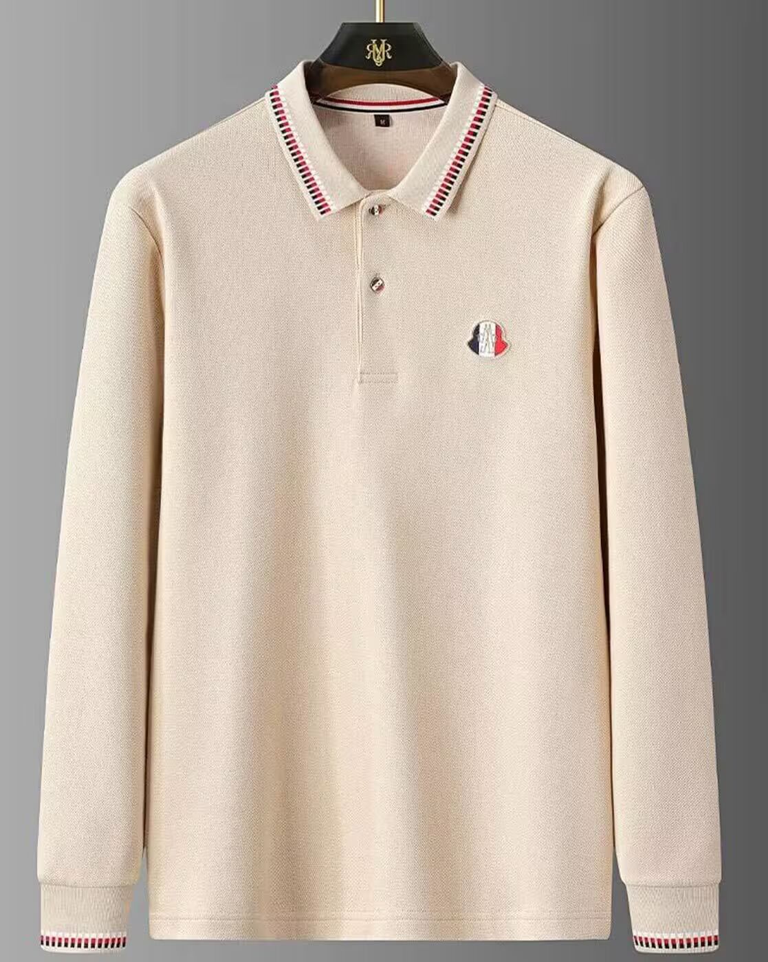 Men Solid Polo Neck Cotton Blend Cream T-Shirt