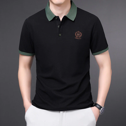 Men Solid Black Polo Regular Fit Tshirt
