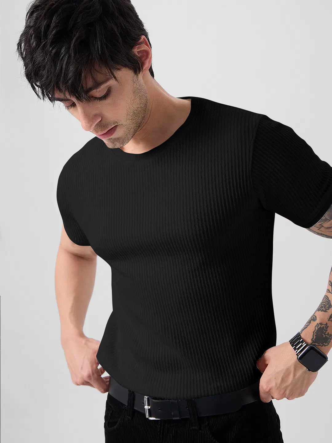 Men's Round Neck Black Color T-Shirt