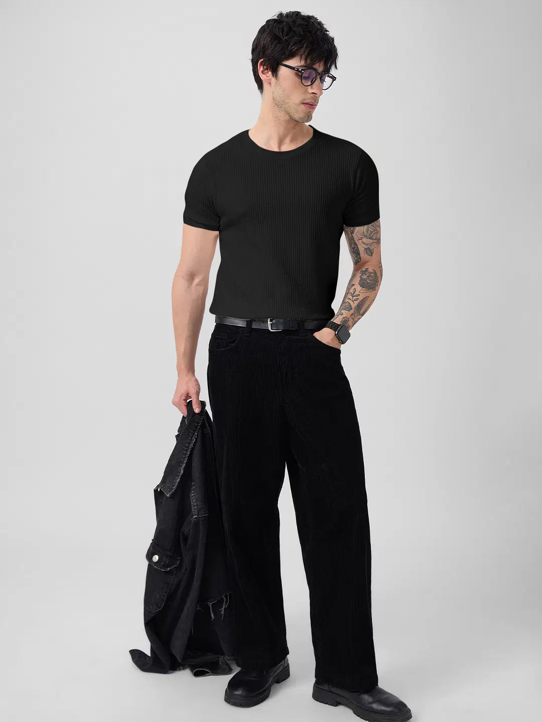 Men's Round Neck Black Color T-Shirt