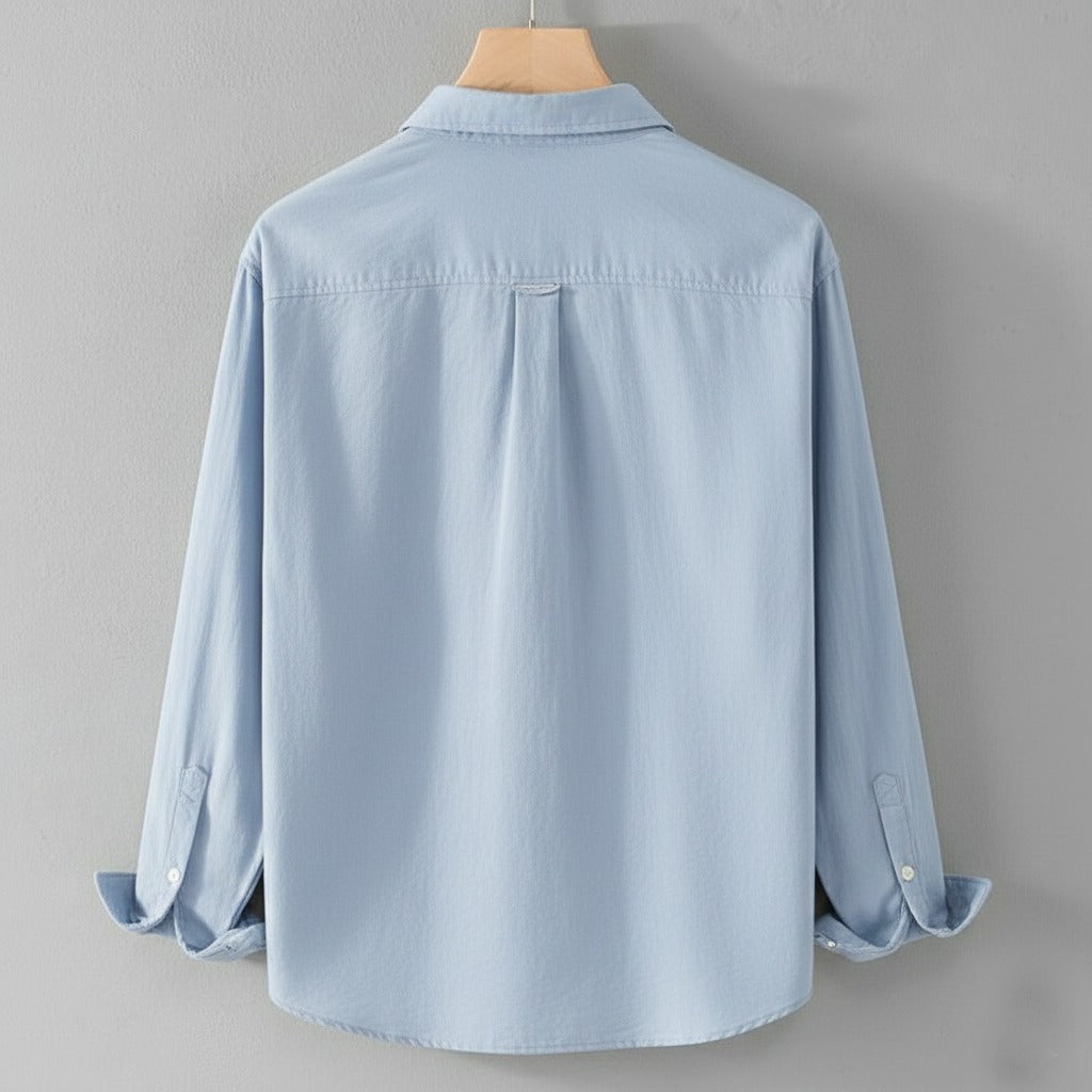 Men’s Soft Light Blue Cotton Shirt with Premium Bird Embroidery – Soft & Stylish Casual Wear